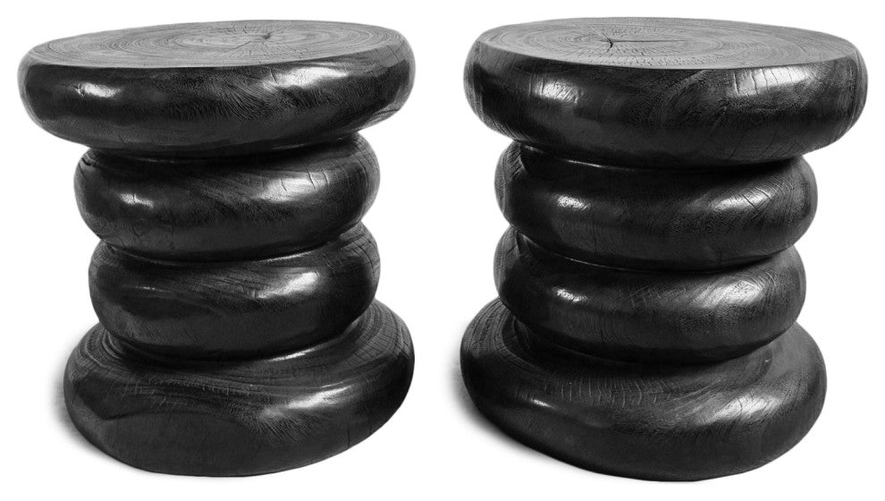 Black Stacked Ring Stool Table