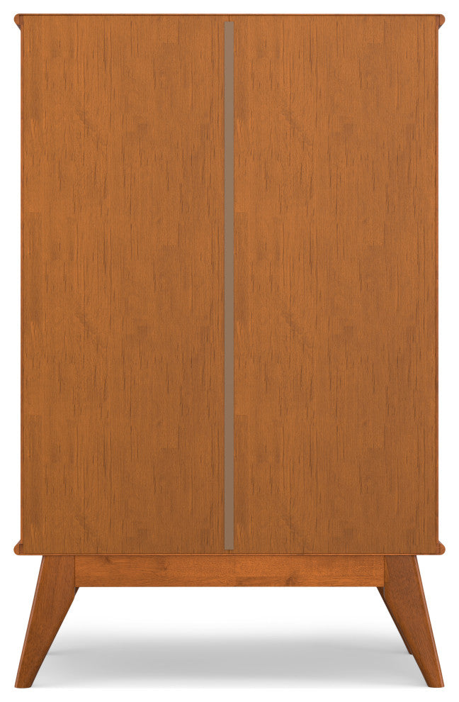 Draper Solid Hardwood Mid Century Bar Cabinet, Teak Brown