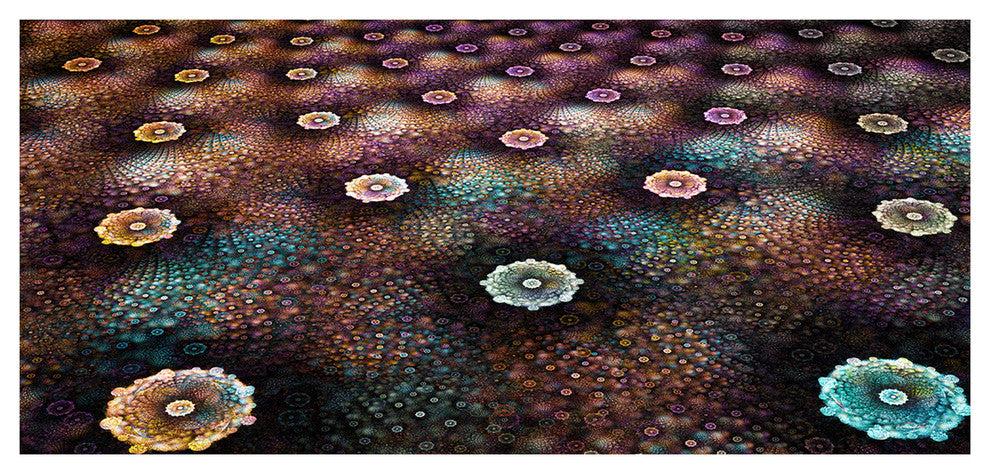 Brown Flowers on Alien Planet, Large Floral Canvas Art Print, 60"x28"