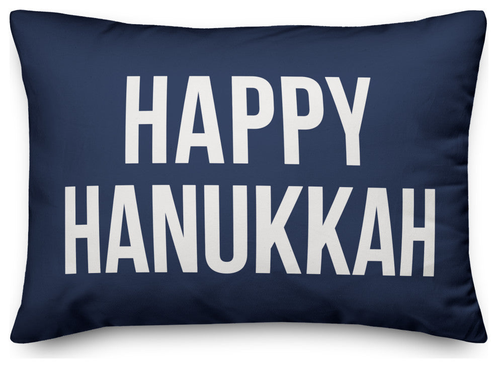 Happy Hanukkah - Navy 14"x20" Throw Pillow