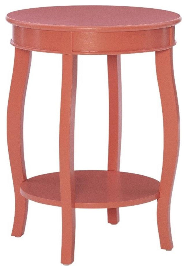 Linon Wren Wood Accent End Table in Coral Orange