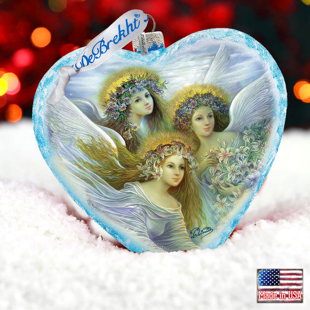 Hand Painted Scenic Glass Ornament Limited Edition Three Angels