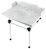Kingston Brass LMS3030MA5 30" Carrara Marble Console Sink, Acrylic Legs