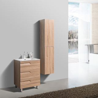 Eviva Joy 24" Maple Freestanding Bathroom Vanity With White Integrated Top