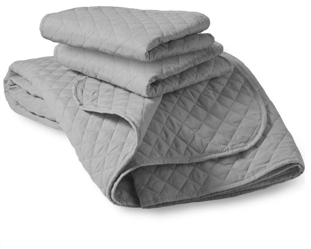 Bare Home Diamond Stitched Coverlet Set, Light Gray, Full/Queen