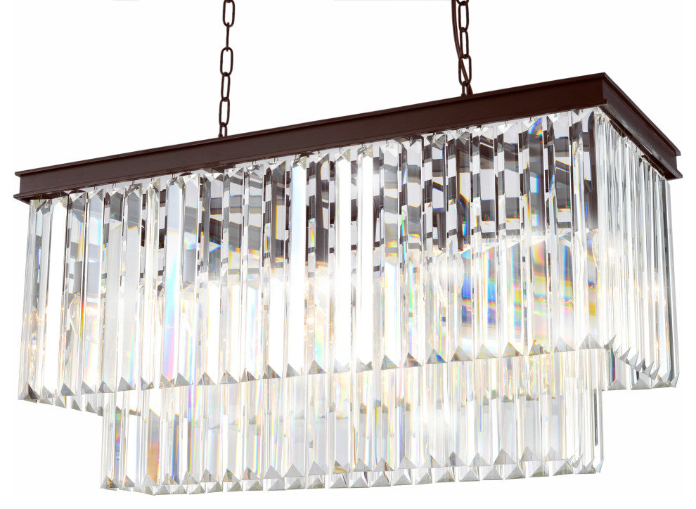 Artistry Lighting Reston Rectangular Chandelier 36x14x18, Brown