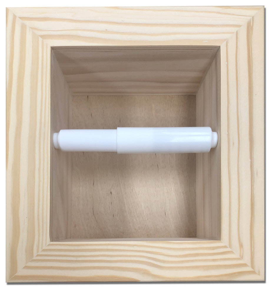 Tampa Recessed Solid Wood Toilet Paper Holder 7 x 8.5, Unfinished