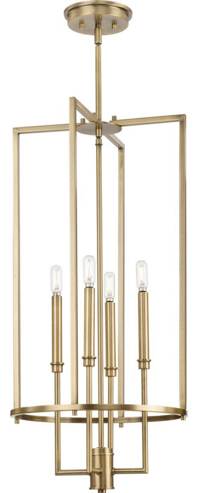 Elara Collection Four-Light Vintage Brass Chandelier Foyer Light