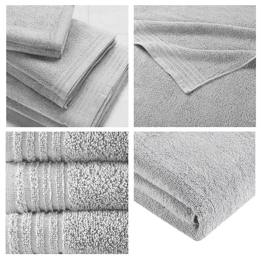 510 Design Big Bundle Cotton Quick Dry Antimicrobial 12-Piece Towel Set, Grey