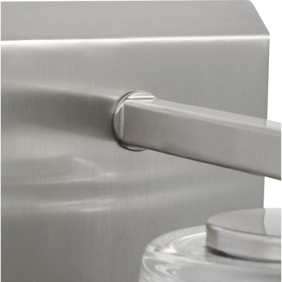 Vertex Collection One-Light Brushed Nickel Clear Glass Contemporary Bath Light