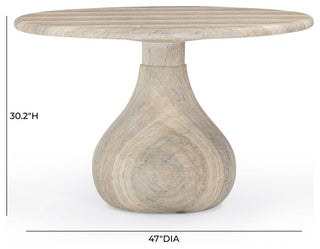 Smooch Indoor/Outdoor Dining Table, Travertine, 47"