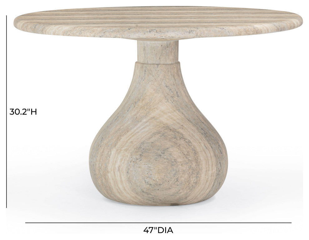 Smooch Indoor/Outdoor Dining Table, Travertine, 47"