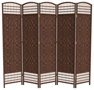 5 1/2' Tall Fiber Weave Room Divider, DarkMocha, 5 Panel