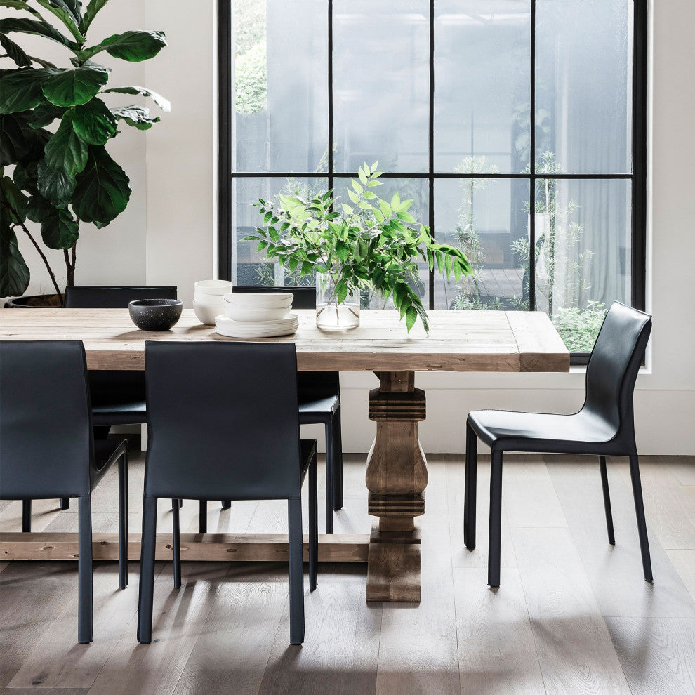 Elite Living Stan, Set of 2, Modern Leather Dining Chair, Smoke