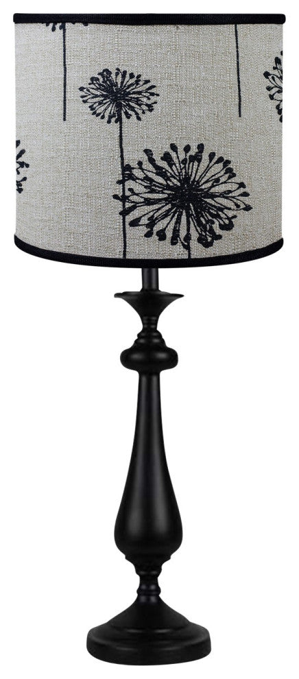 Black Candlestick Dandelion Shade Table Lamp
