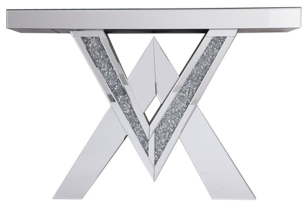 47" Crystal Mirrored Console Table