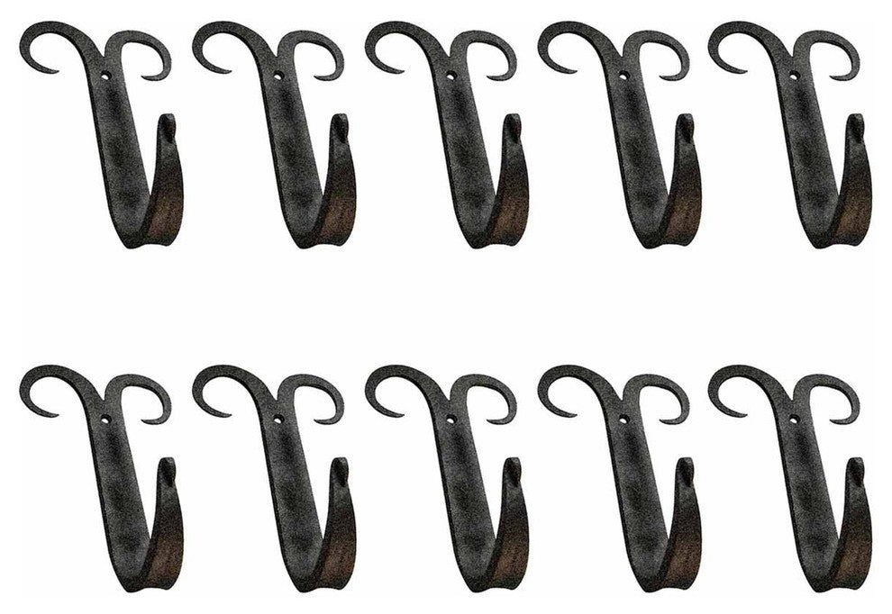 10 Coat Hat Robe Hook Wrought Iron Black Scroll 5" |