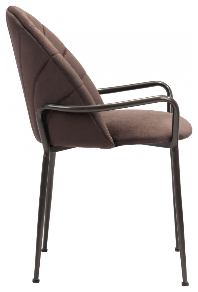 Set of Two Dark Brown Faux Leather Arch Dining Chairs