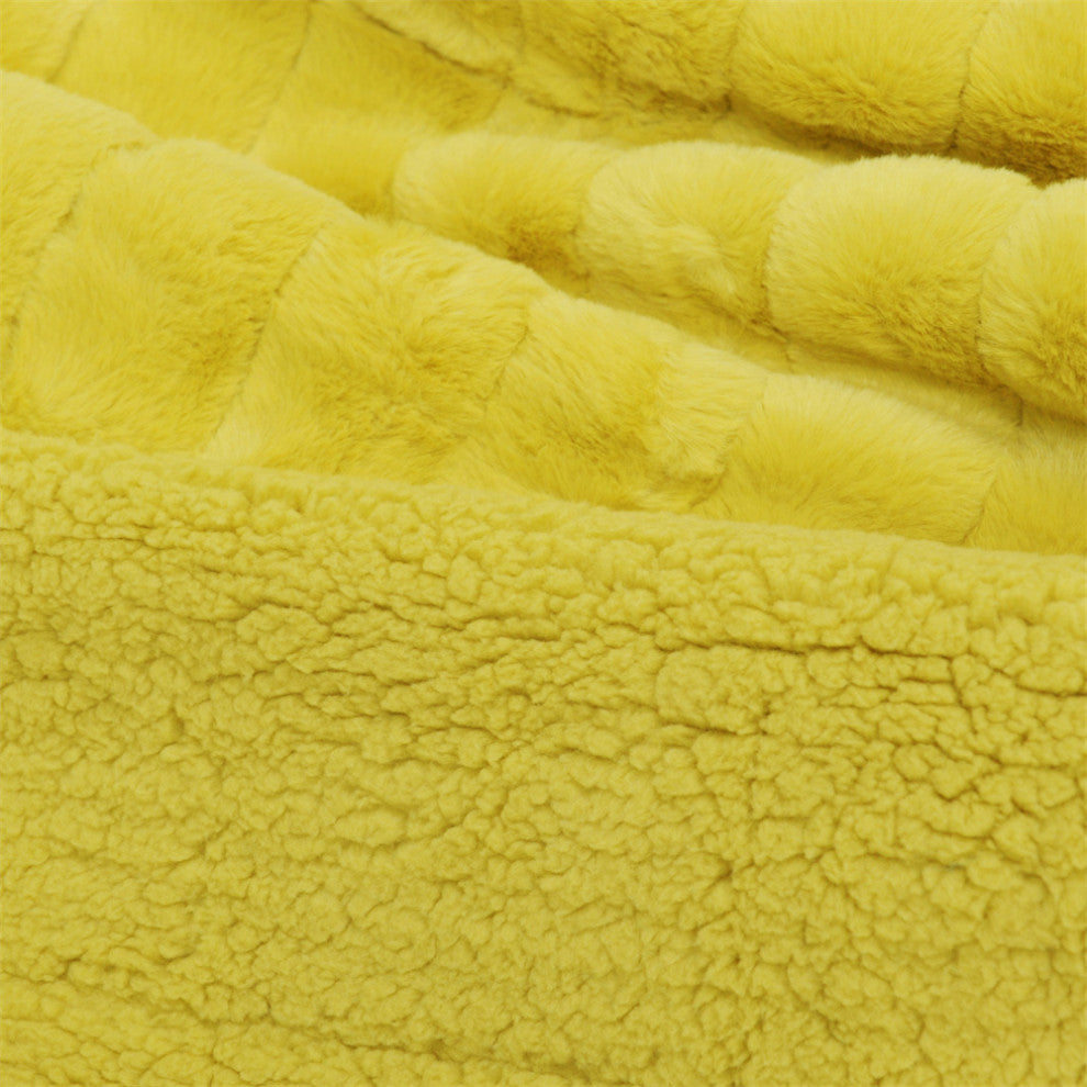 Super Mink Faux Fur Throw Blanket, Lemon Curry, 50"x60"