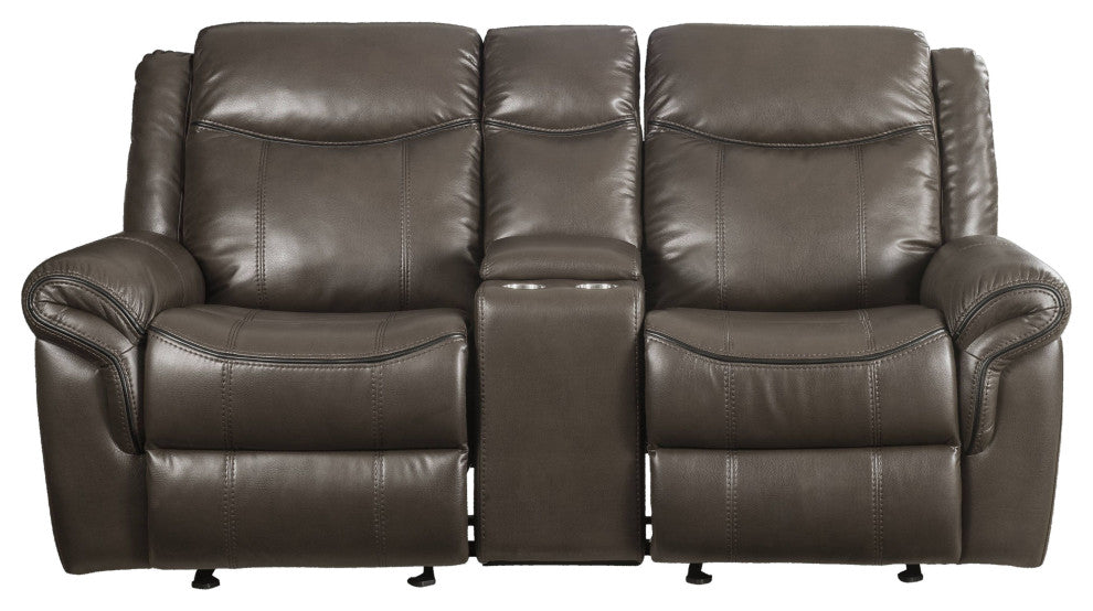 ACME Lydia Motion Loveseat WithConsole, Brown Leather Aire