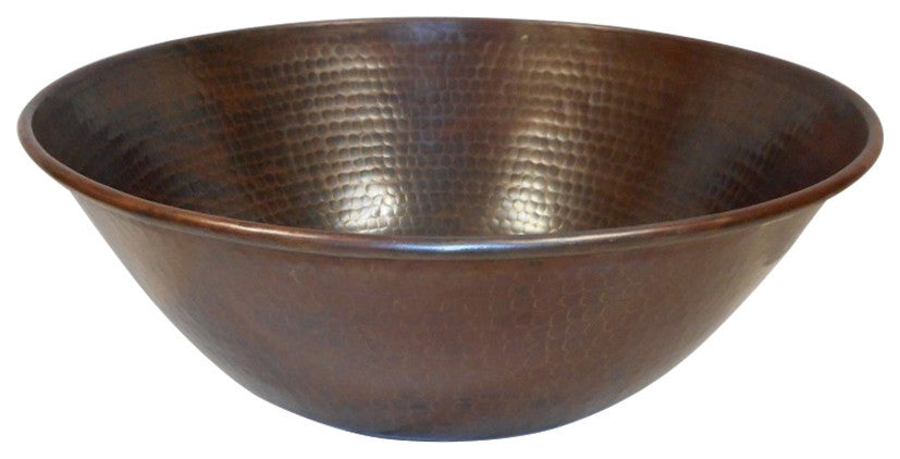 12" Rustic Round Copper Vessel Bathroom Sink, Perfect for Small Spaces, Daisy Dr