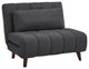 Convertible Futon Chair with Pine Wood Frame and Tufted Polyester Seat, Dark Gray