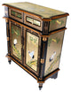 Empire Style Oriental Cabinet, Black lacquer With Gold Leaf Handpainted, 32"
