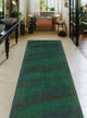 Vintage Distressed Albertee Green/Purple Runner, 3'3x9'4