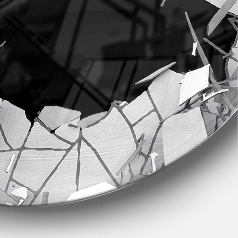 Abstract Broken Wall 3D Design Oversized Modern Metal Clock, 23"x23"