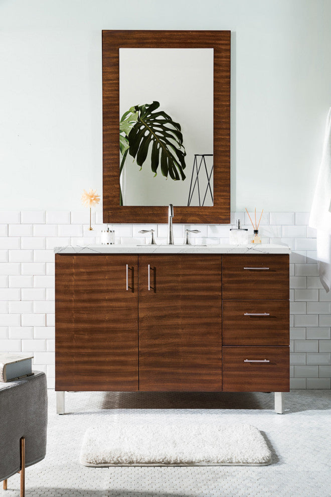 James Martin 850-V48-AWT-3ENC 48" Single Vanity American Walnut Quartz Top