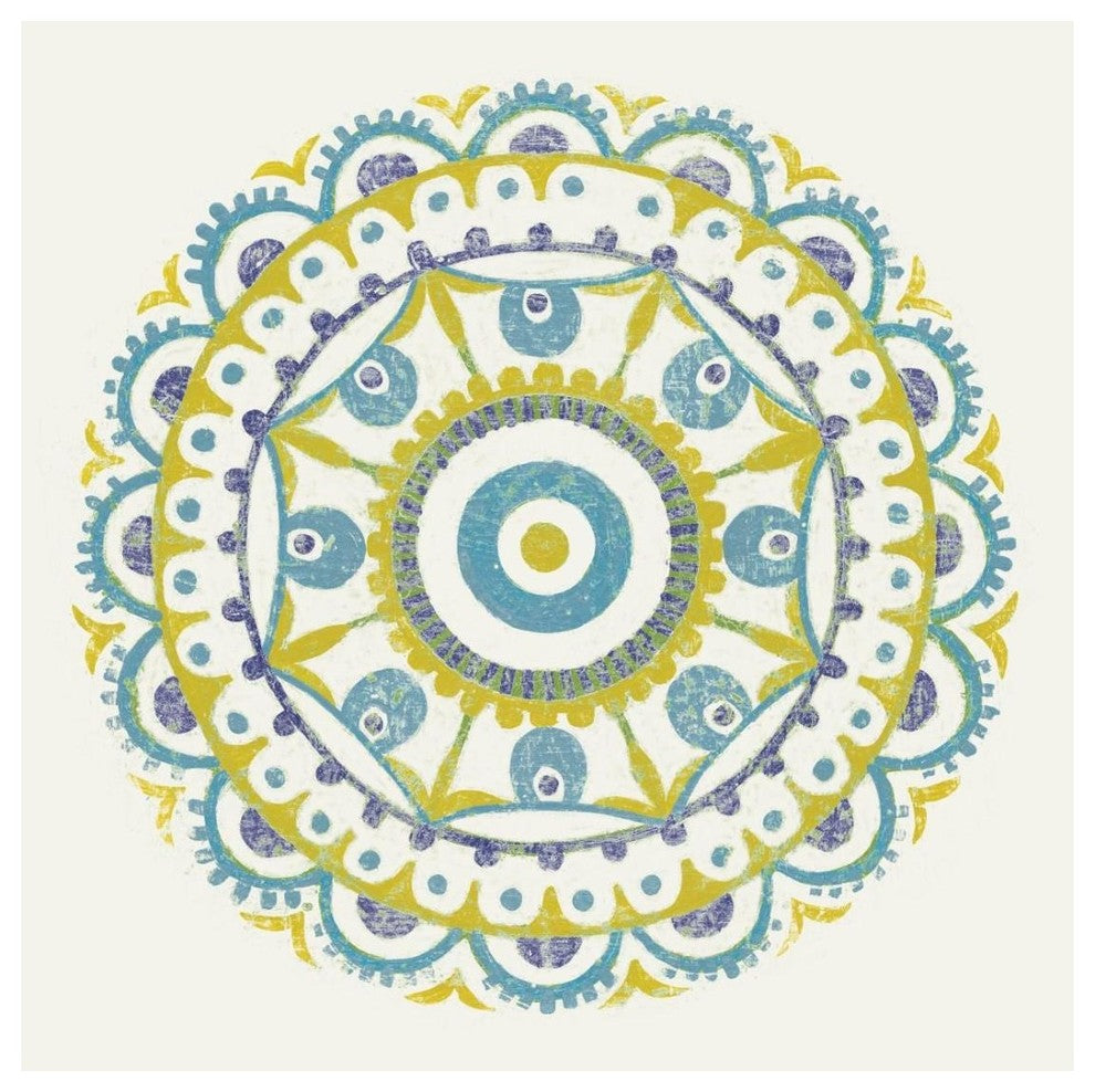 "Lakai Circle VI Blue and Yellow" Paper Print by Kathrine Lovell, 26"x26"