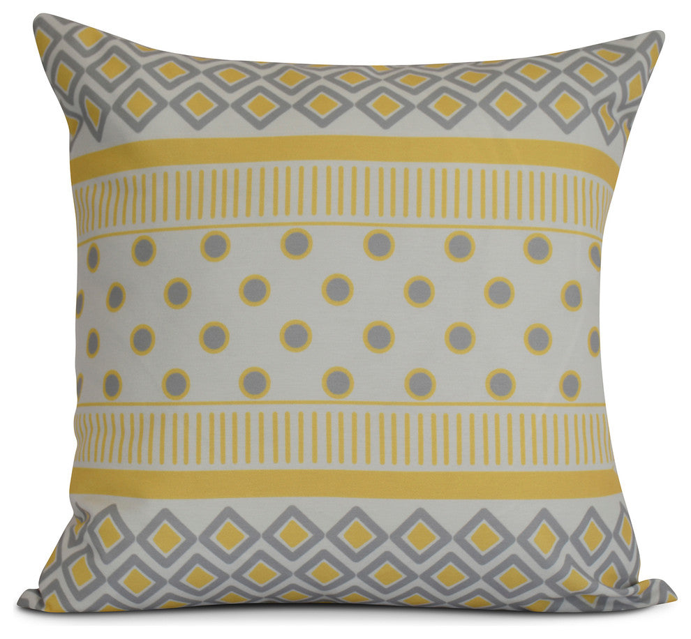 Yellow Scrambled Prints, Geometric Print Pillow, 16"x16"