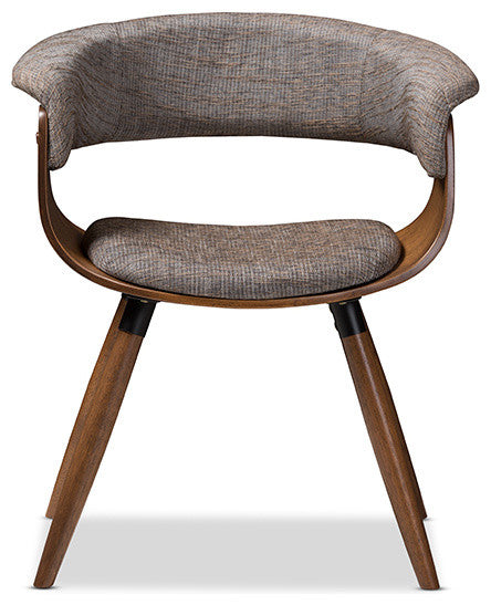 Bryce Mid-Century Fabric Upholstered Walnut Bent Wood Dining Chair