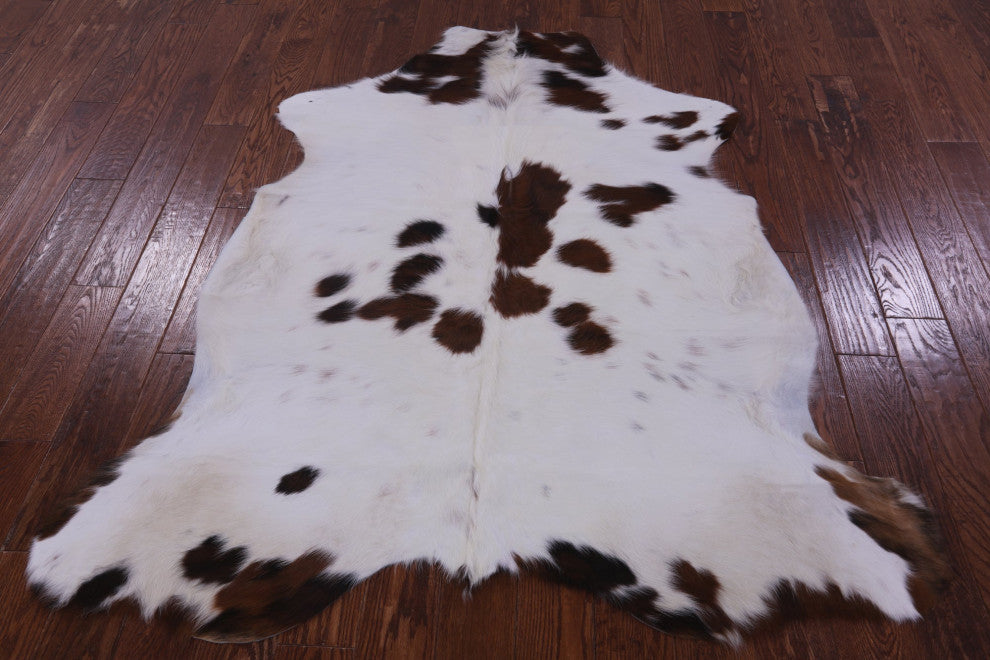 Brown and White Natural Cowhide Rug 5' 11" X 5' 3" C2389