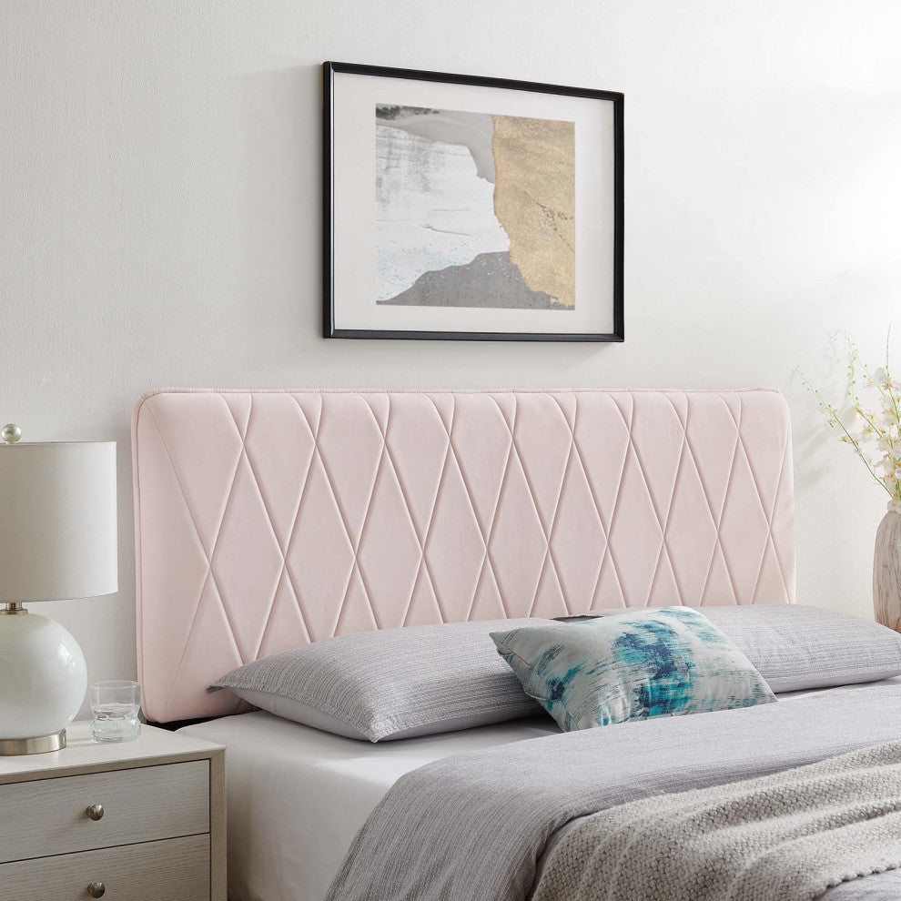 Headboard, King Size, Velvet, Pink, Modern Contemporary, Bedroom Master Suite