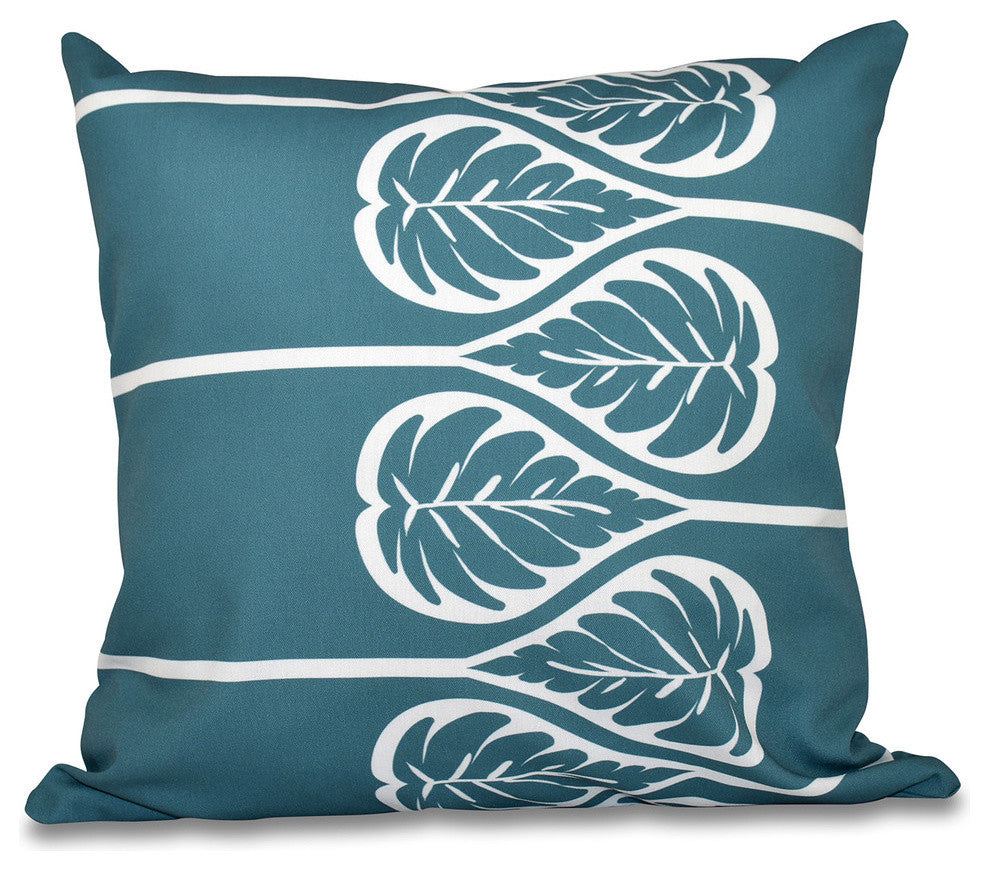 Fern 2, Floral Print Pillow, Teal, 16"x16"