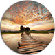 Makeshift Wooden Pier Over River, Sea Bridge Disc Metal Wall Art, 11"