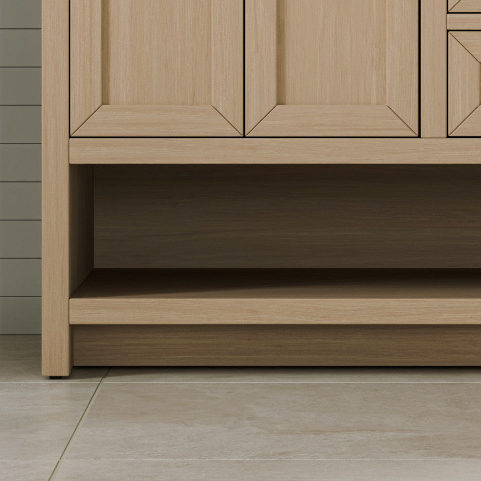 The Asher Bathroom Vanity, Oak, 55", Double Sink, Freestanding