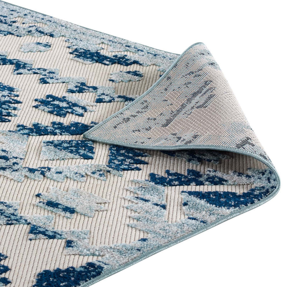 Distress Contemporary Abstract Diamond Moroccan Trellis 8x10 Indoor Outdoor Rug