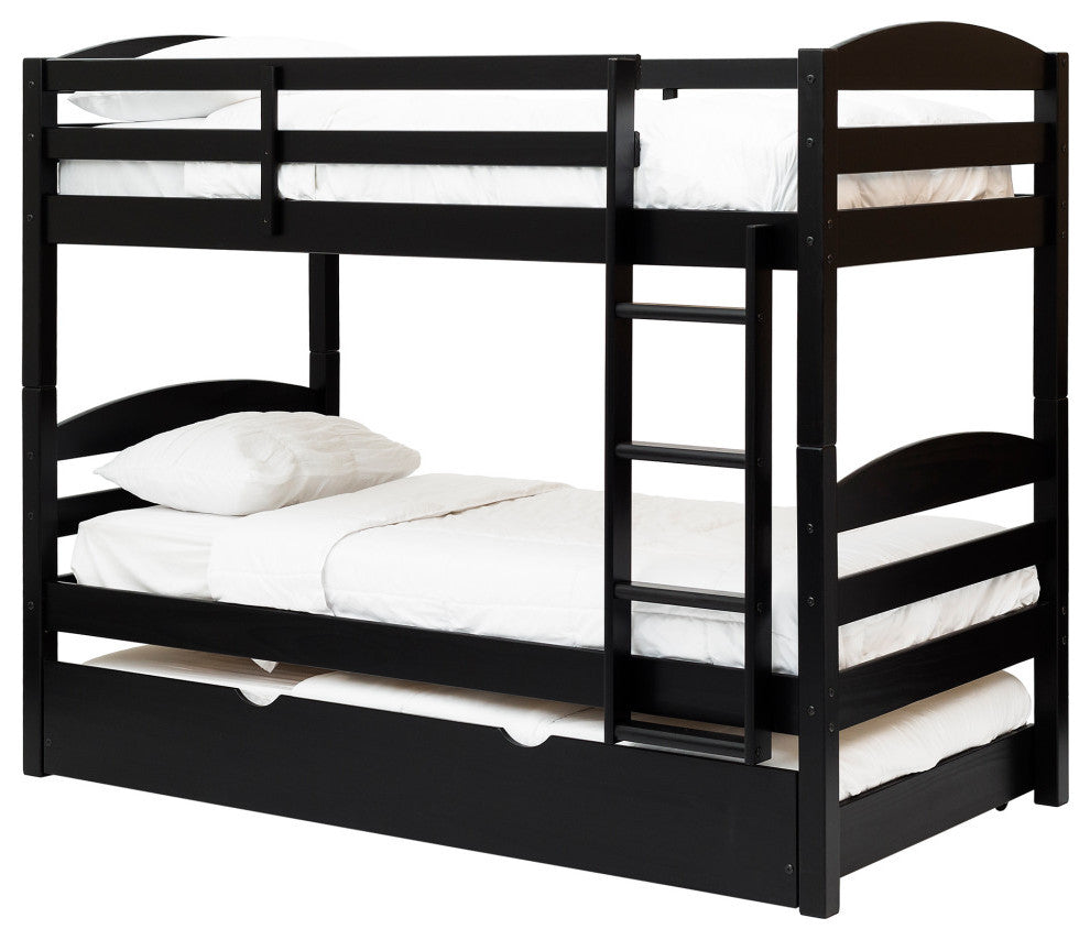 Solid Wood Twin over Twin Bunk Bed and Storage/Trundle Bed - Black