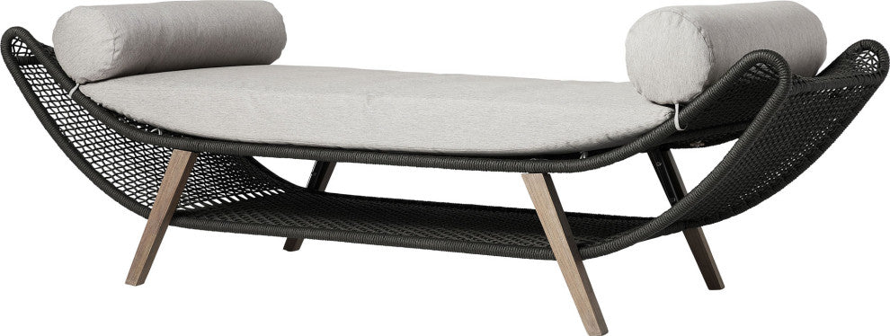 Reverie Bench, Dark Gray Cord and Weathered Eucalyptus