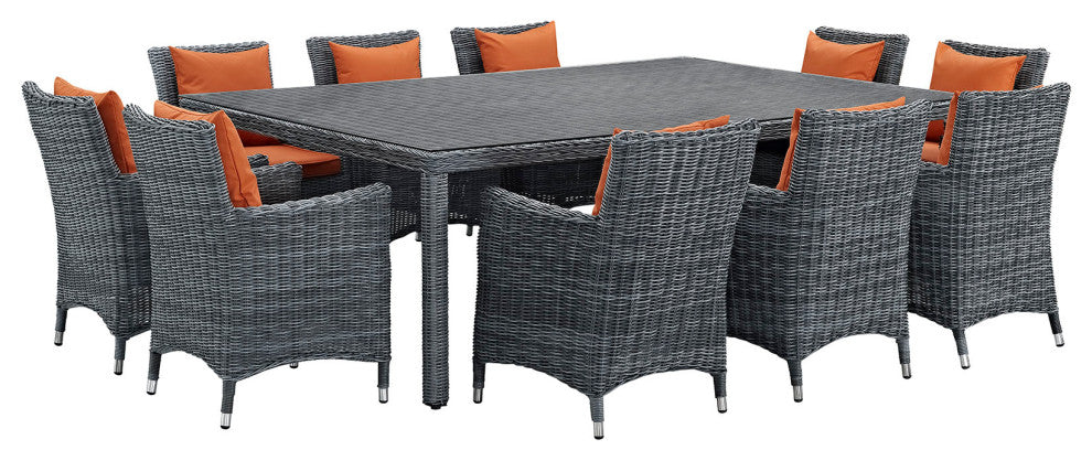 Canvas Tuscan Summon 11 Piece Outdoor Patio Sunbrella Dining Set