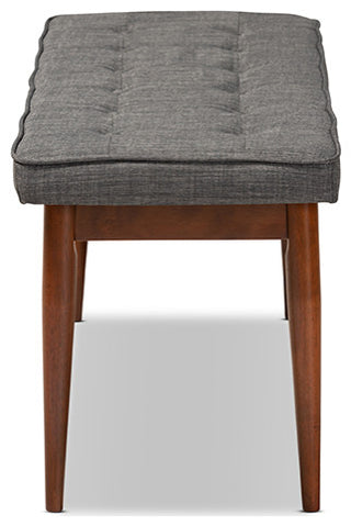 Itami Mid-Century Modern Dark Gray Medium Oaked Wood Dining Bench