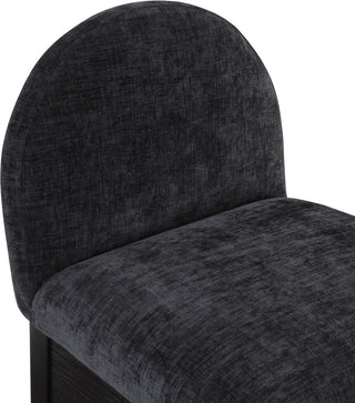 Waldorf Chenille Upholstered Stool, Black, Chenille, Natural Finish, Black, Chenille Fabric, Black Finish