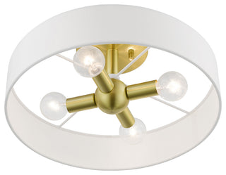 Venlo 4 Light Satin Brass With Shiny White Accents Semi-Flush