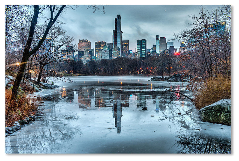 'Frozen Central Park Lake I' Canvas Art by David Ayash