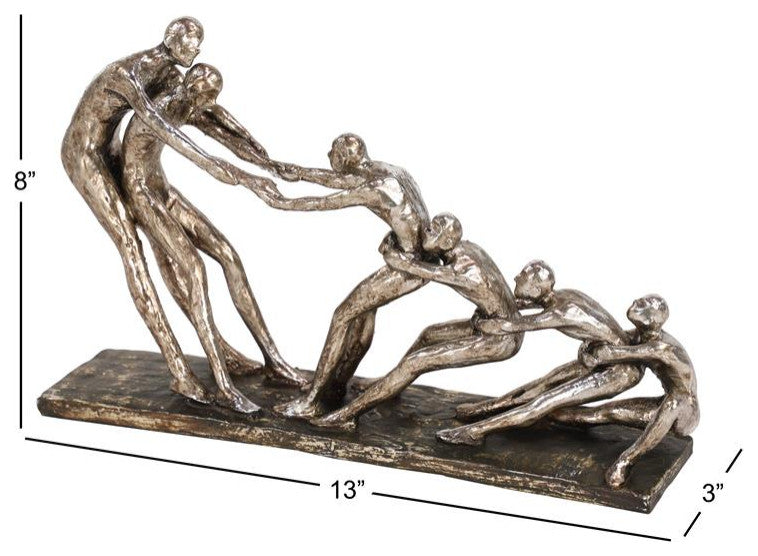 Silver Modern People Sculpture, 11"x15"H