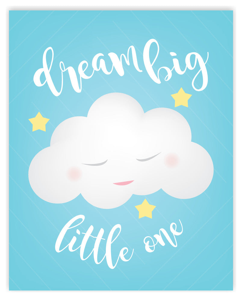 Dream Big Little One Cloud in Blue, 18x24