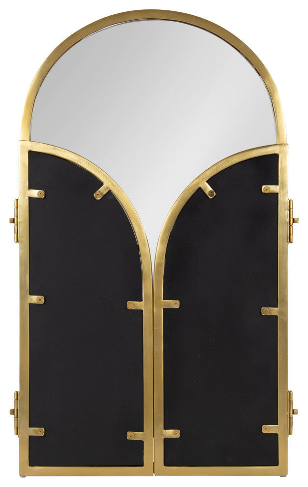 Amoli Tri-Fold Arch Mirror, Gold, 28x28