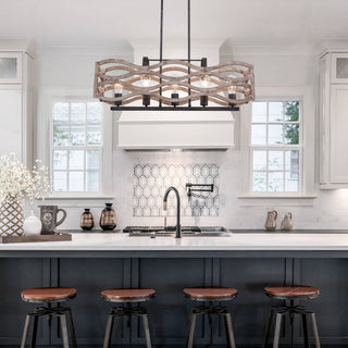 Coastal 5-Light Distressed Wood Chandelier Kitchen Island Pendant Light, Distressed